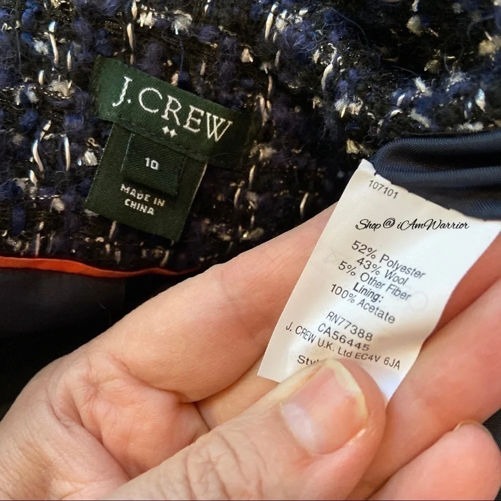 J.Crew midnight blue metallic cropped tweed jacket *shop@iamwarrior